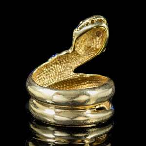 VINTAGE SERPENT SNAKE RING 9CT Gold, ENAMEL