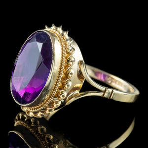 Vintage Amethyst Solitaire Ring 4.5ct Amethyst Dated 1972
