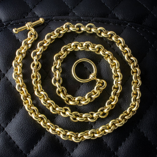 Vintage Belcher Chain Necklace Sterling Silver 18ct Gold Gilt