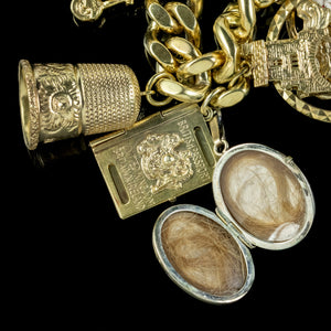 Vintage Charm Curb Bracelet Silver 18ct Gold Gilt Dated 1967
