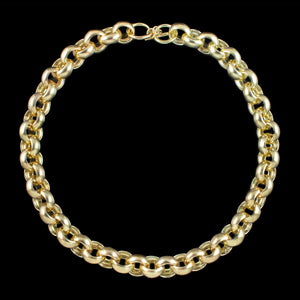 Vintage Chunky Belcher Chain Necklace Sterling Silver 18ct Gold Gilt