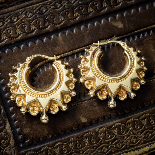 Vintage Creole Hoop Earrings 9ct Gold Unoaerre