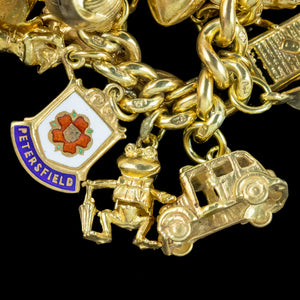 Vintage Curb Charm Bracelet With 38 Charms Silver Gold Gilt