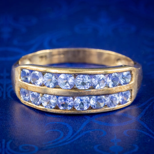 Vintage Double Row Iolite Ring 0.96ct Total