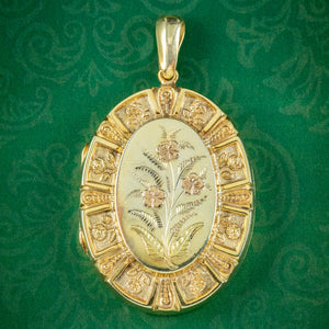 Vintage Floral Locket Silver 18ct Gold Gilt