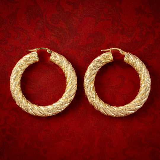 Vintage Hoop Earrings 9ct Gold