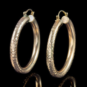 Vintage Hoop Earrings 9ct Gold