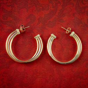 Vintage Hoop Earrings Arpas Two Tone 14ct Gold