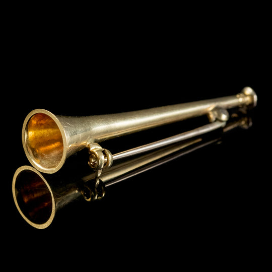 Vintage Horn Brooch 9ct Gold Dated 1968