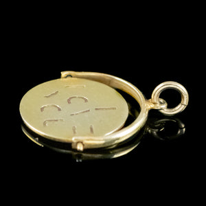 Vintage I Love You Spinning Charm Pendant 9ct Gold