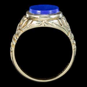 Vintage Lapis Lazuli Signet Ring Dated 1989