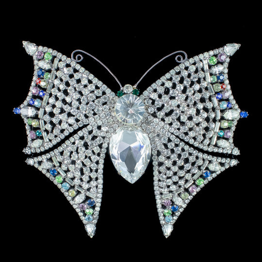 Vintage Large Butterfly Glass Paste Brooch