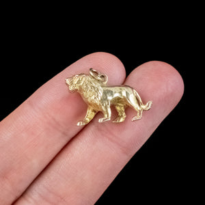 Vintage Lion Charm Pendant Solid 9ct Gold