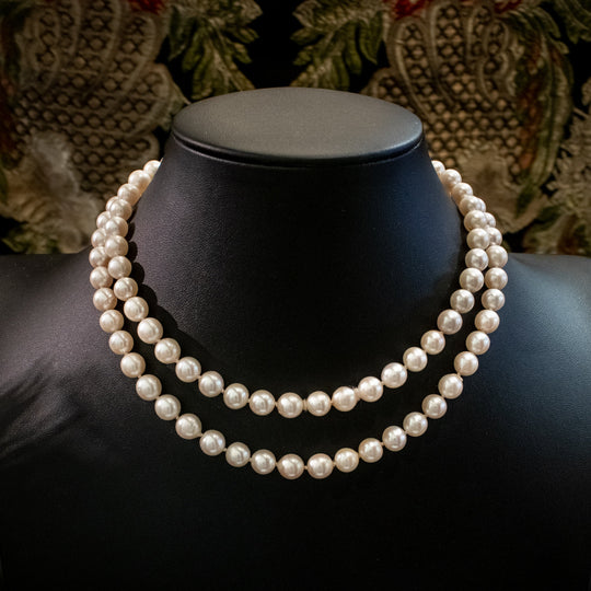 Vintage Long Single Strand Pearl Opera Necklace