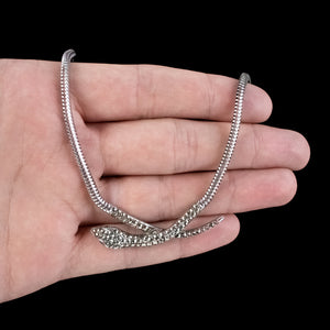 Vintage Marcasite Snake Collar Necklace Sterling Silver 
