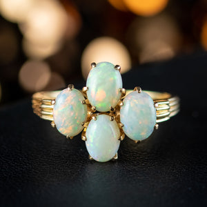 Vintage Opal Cluster Ring 3.6ct Natural Opals