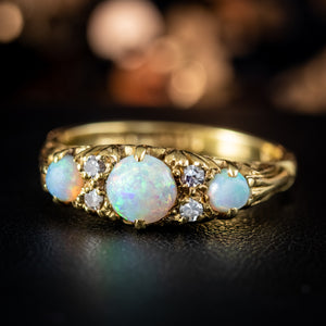 Vintage Opal Diamond Ring 1.1ct Opal Dated 1965