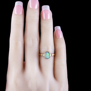 Vintage Opal Diamond Trilogy Ring 1.5ct Opal