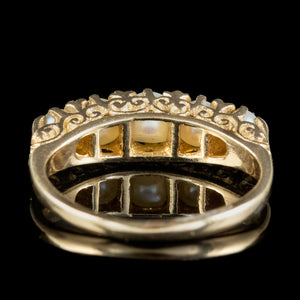 Vintage Pearl Carved Half Hoop Ring Dated 1967