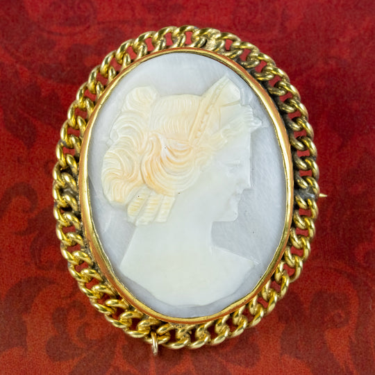 Antique Victorian Cameo Brooch 9Ct Gold Gilt Circa 1860