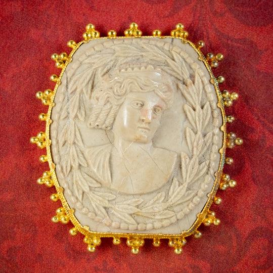 Antique Victorian Lava Cameo Buckle 18ct Gold Frame Circa 1860