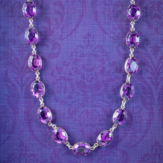 Antique Victorian Purple Paste Riviere Necklace Silver
