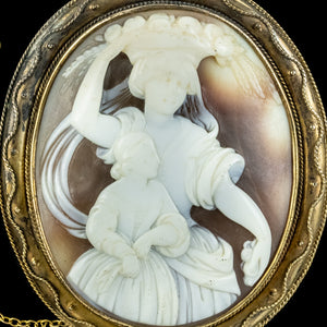 Antique Victorian Shell Cameo Brooch