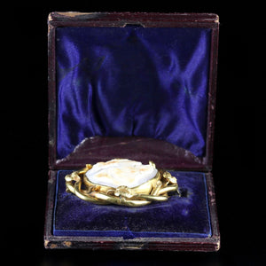 Antique Edwardian Cameo Brooch 9ct Gold Circa 1905 Boxed