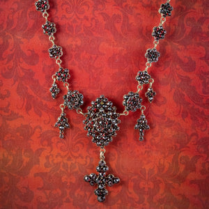 Vintage Bohemian Garnet Lavaliere Necklace